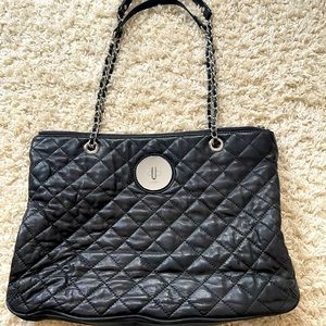 🍭 2 FOR $20 🍭 DKNY Black Quilted Genuine Leather Chain Handle Purse